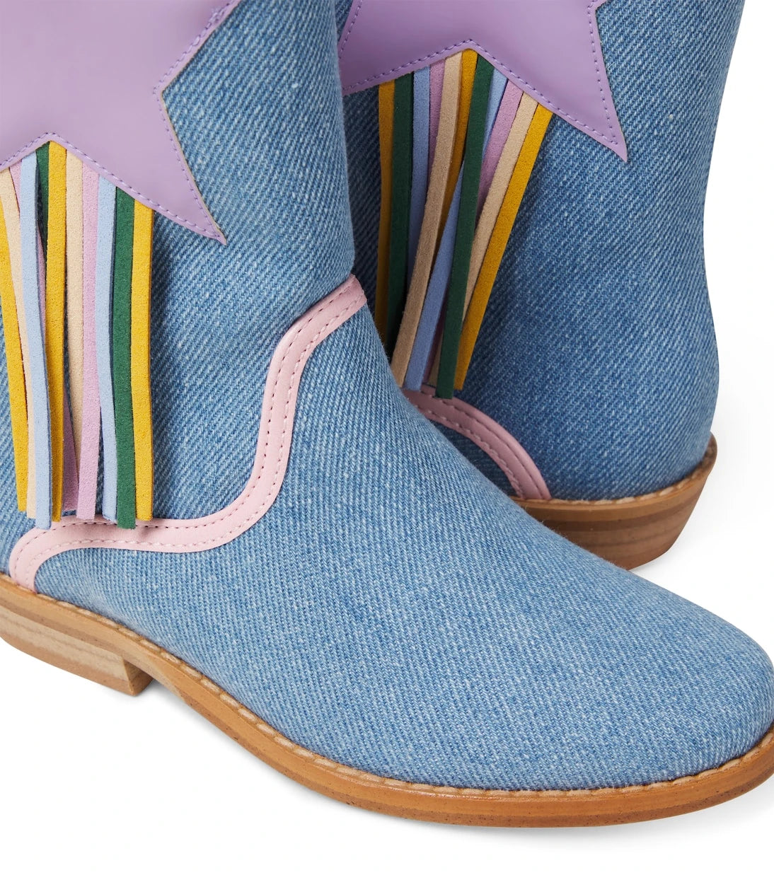 Stella McCartney Kids - Fringed denim cowboy boots