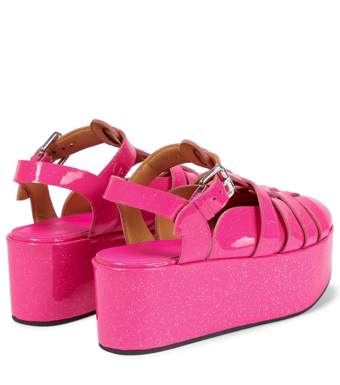 Loewe - Glitter patent leather platform sandals