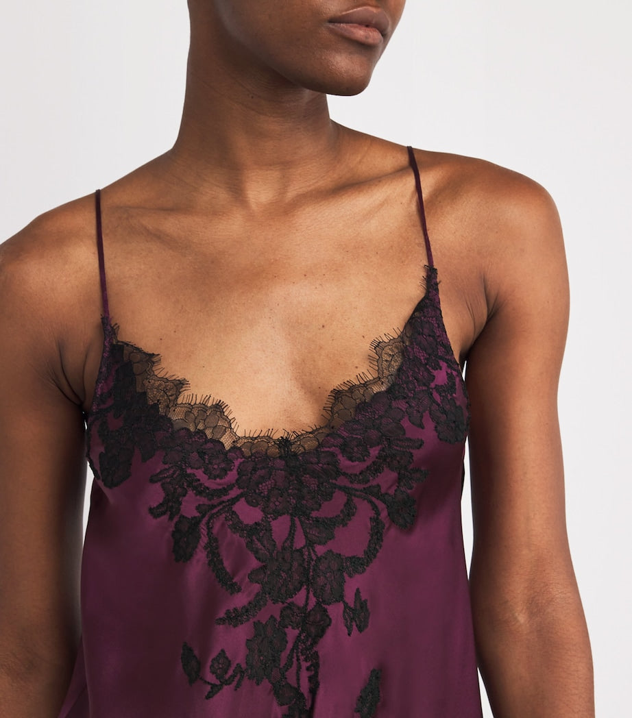 TORLOWEI Purple Silk Lace Tokoni Nightdress