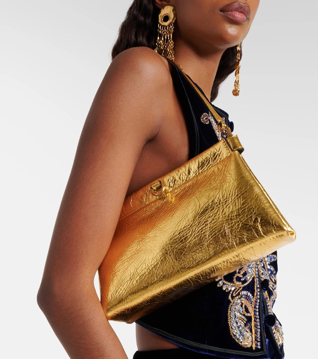 Etro - Talk Small metallic leather clutch