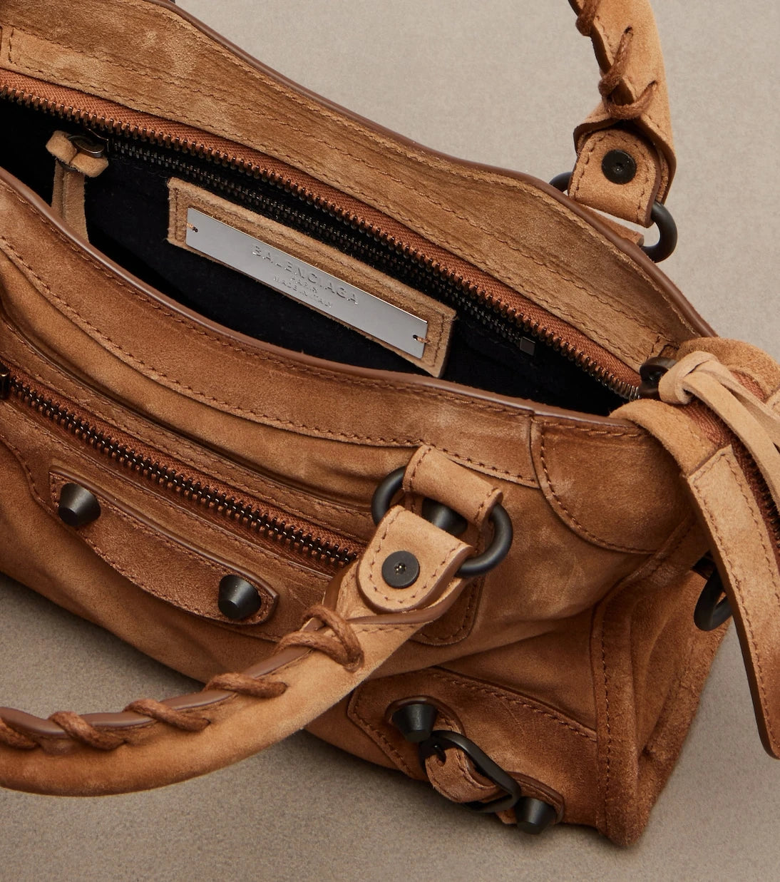 Balenciaga - Le City Mini suede top-handle bag