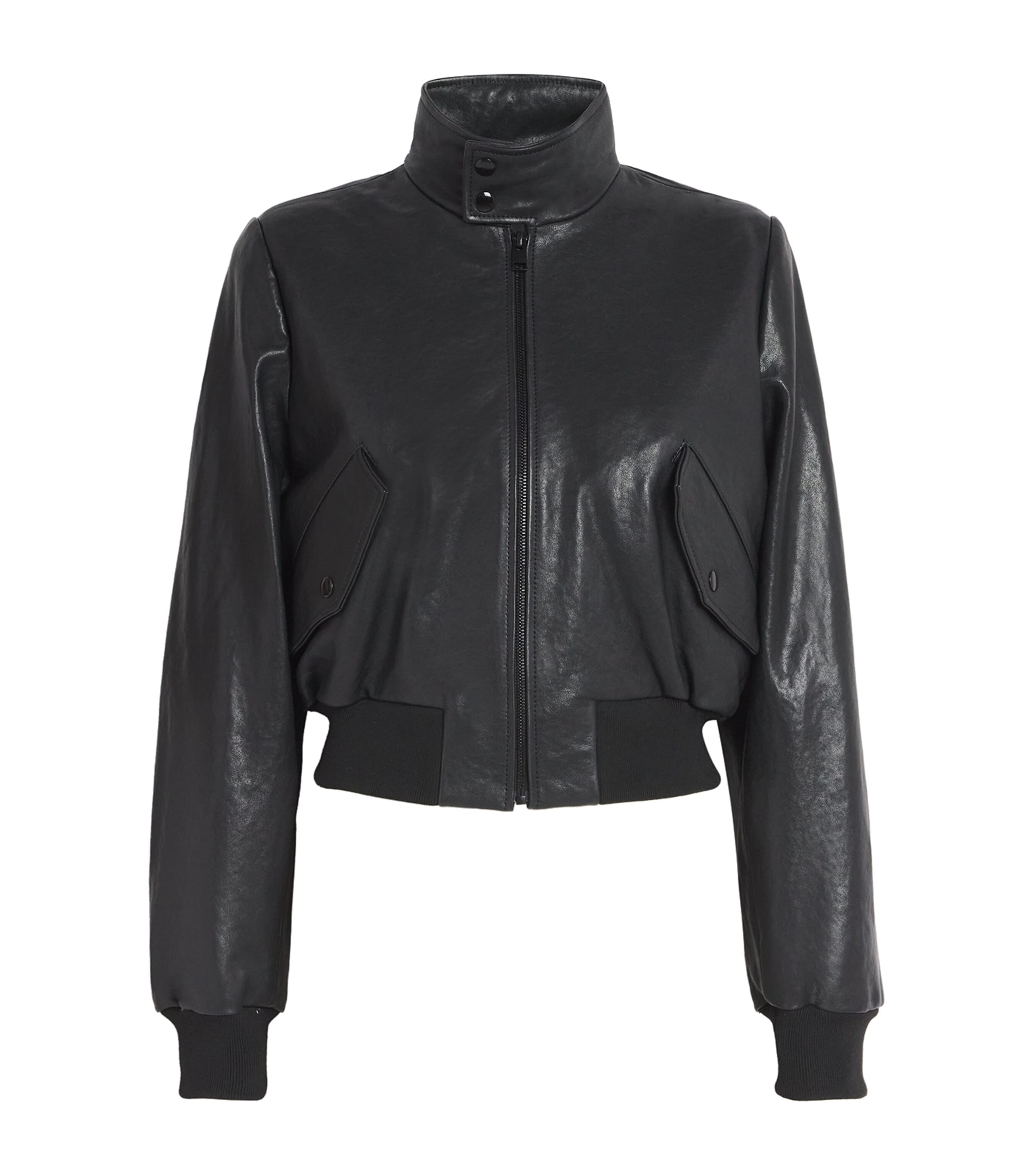 Black The Leather Harrington Bomber Jacket