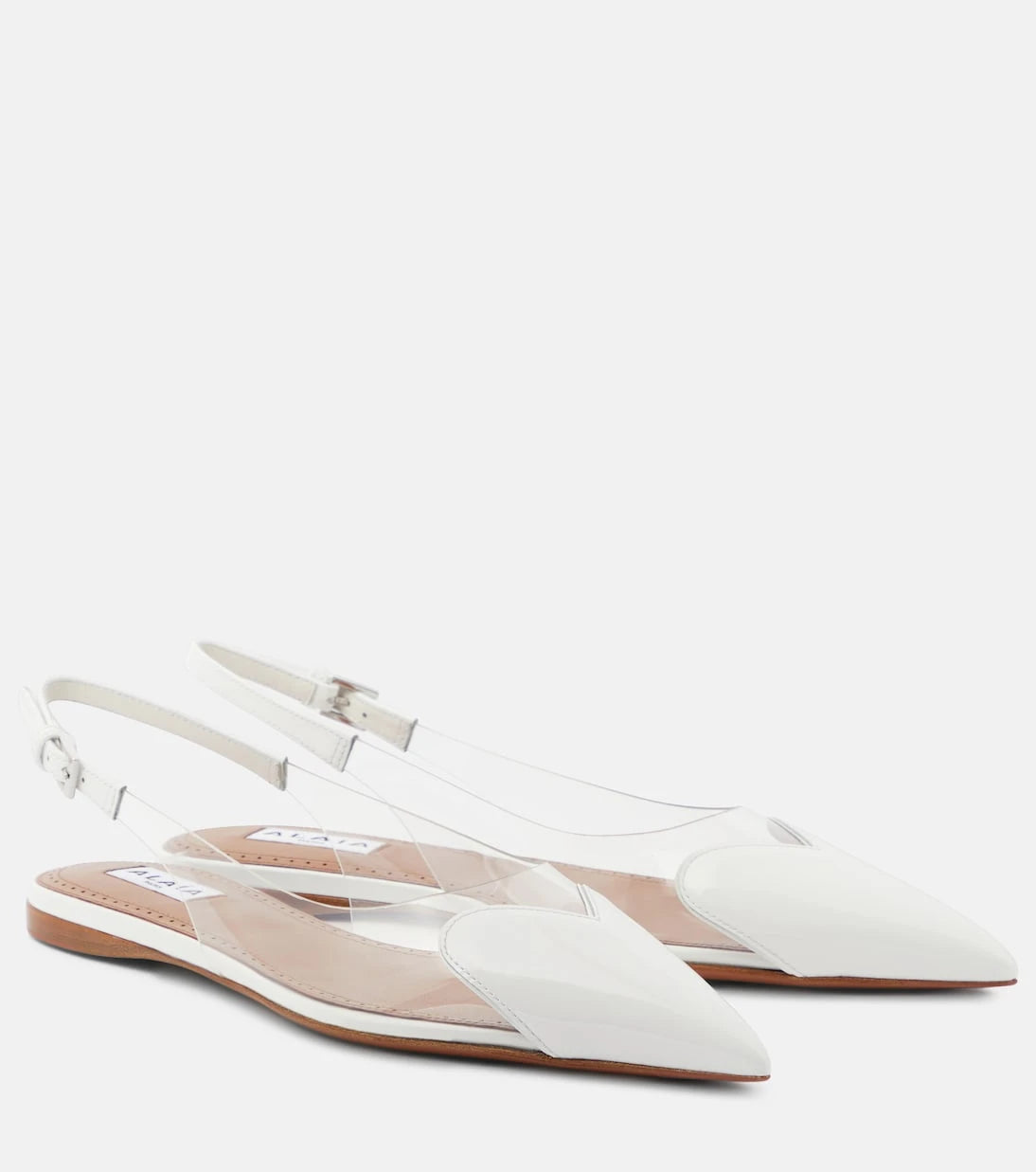 Alaïa - Le Cœur patent leather and PU slingback flats