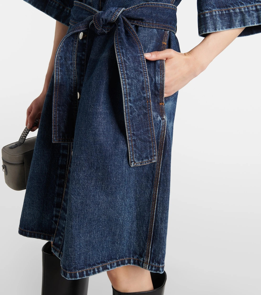 Stella McCartney - Corduroy-trimmed denim minidress