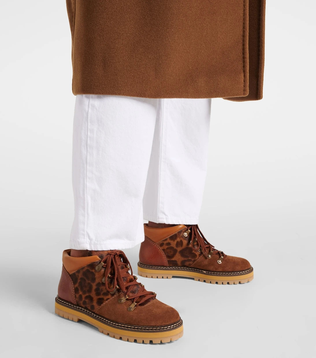See By Chloé - Eileen leopard-print suede lace-up boots