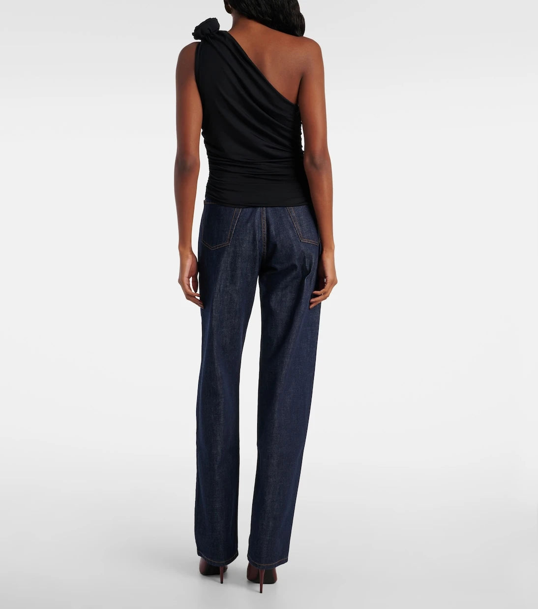 Magda Butrym - Floral-appliqué one-shoulder jersey top