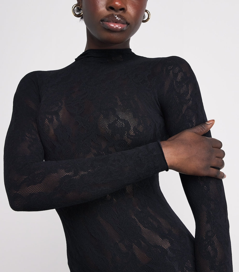 Skims Black Lace Long-Sleeve Maxi Dress