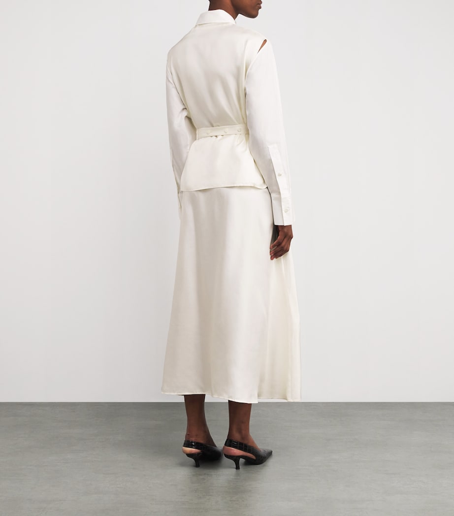 Róhe White Cotton-Silk Midi Dress
