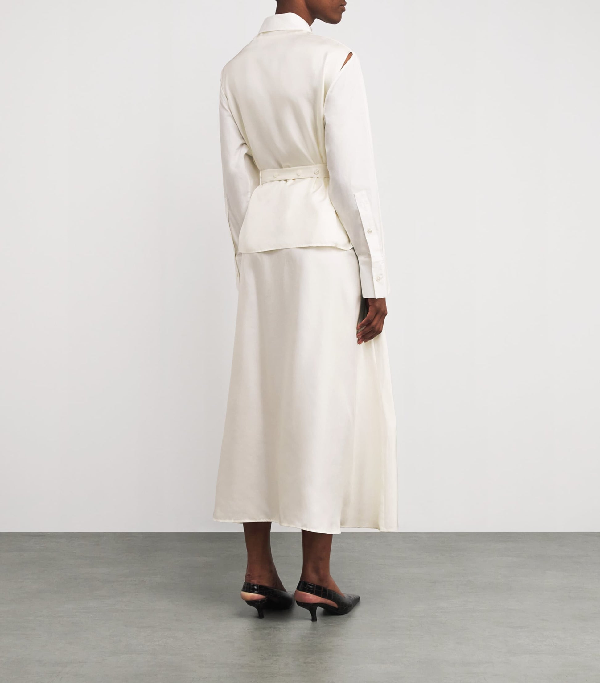 Róhe White Cotton-Silk Midi Dress