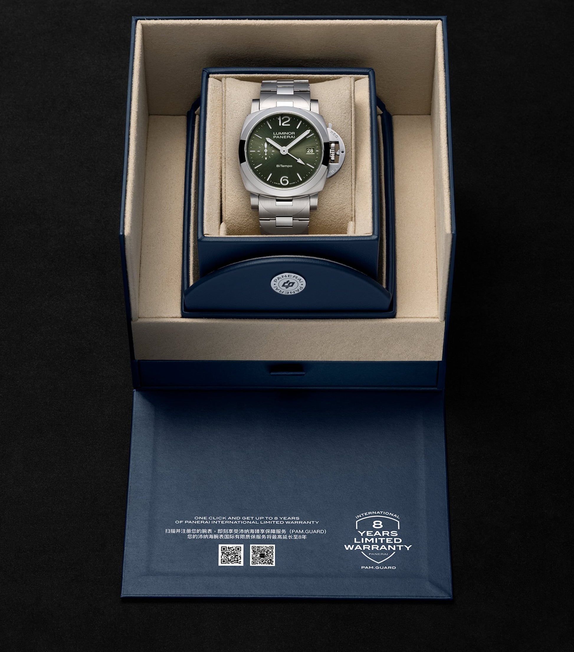 Brushed Steel Luminor Quaranta BiTempo Watch 40mm