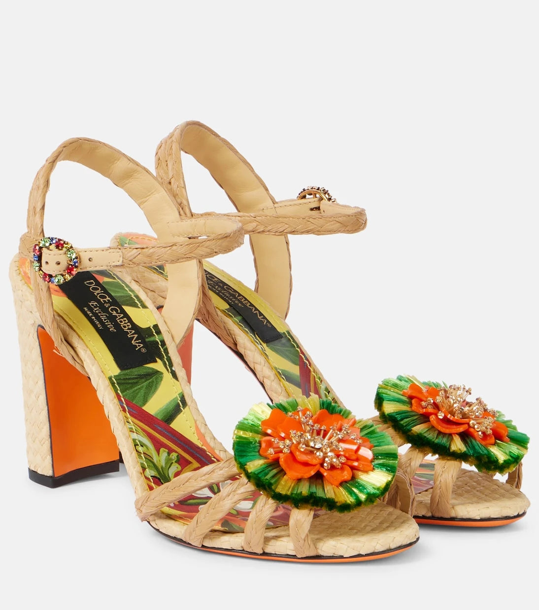 Dolce&Gabbana - Embellished raffia sandals