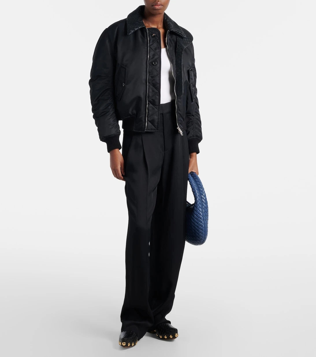 Bottega Veneta - جاكيت بلوزون بحواف جلد إنترشاتو