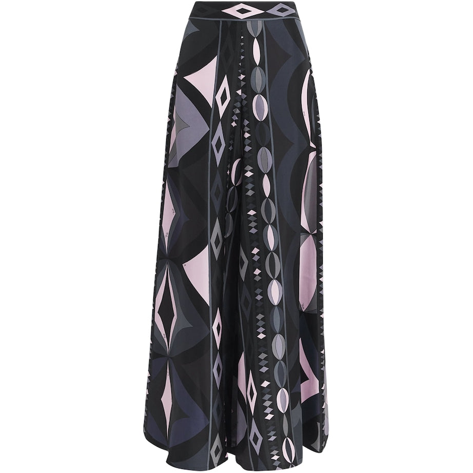 Pucci Black Silk Wide-Leg Trousers