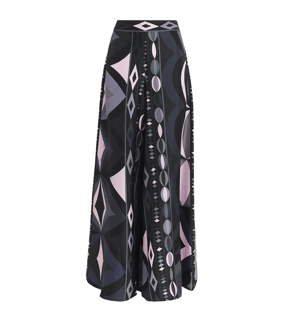 Pucci Black Silk Wide-Leg Trousers