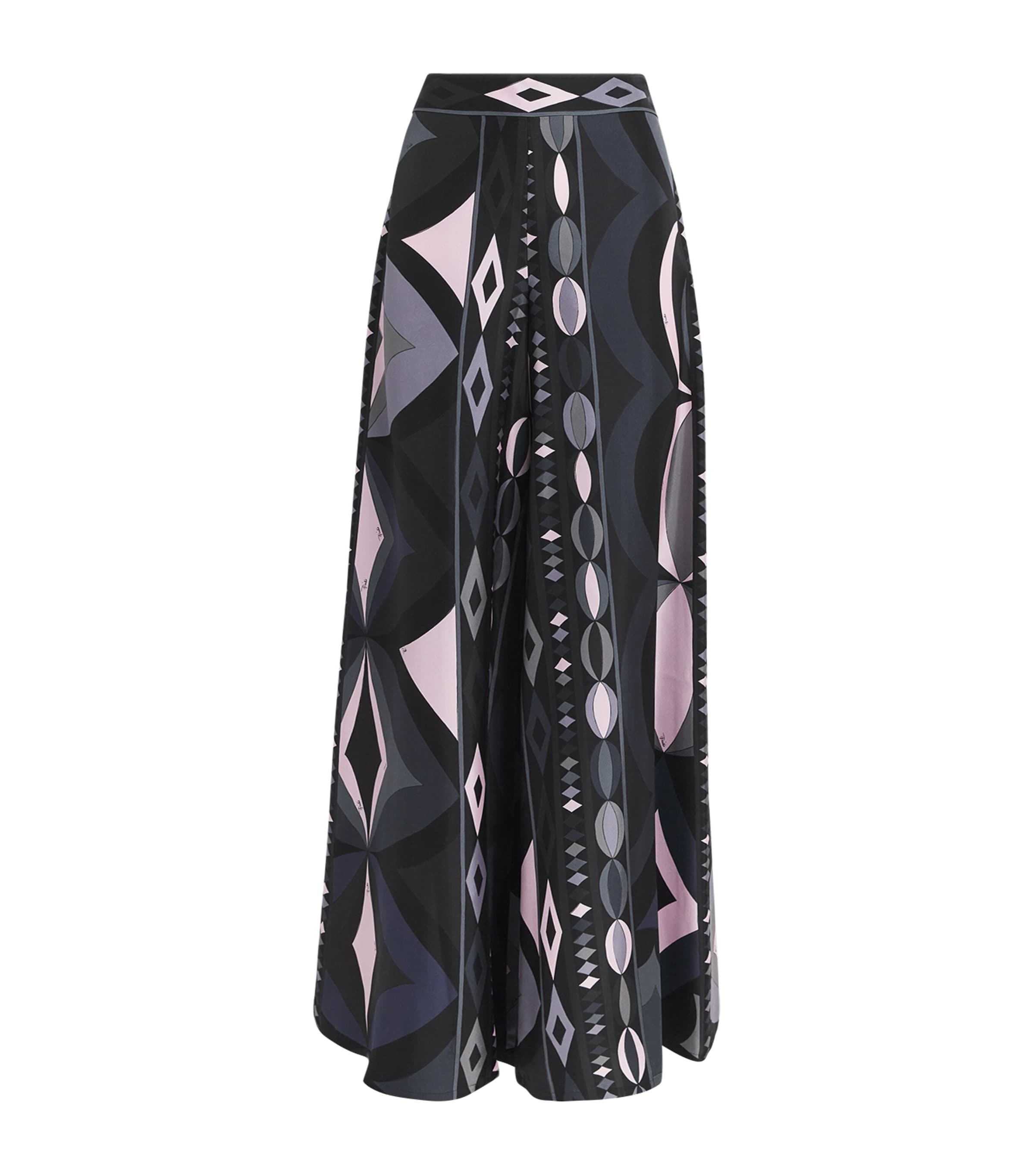 Pucci Black Silk Wide-Leg Trousers