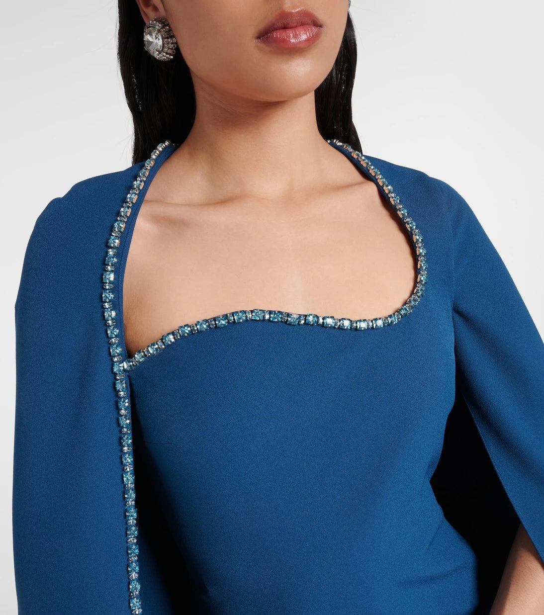 Safiyaa - Mattia embellished caped crêpe gown