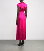 Pink Silk V-Neck Diva Maxi Dress