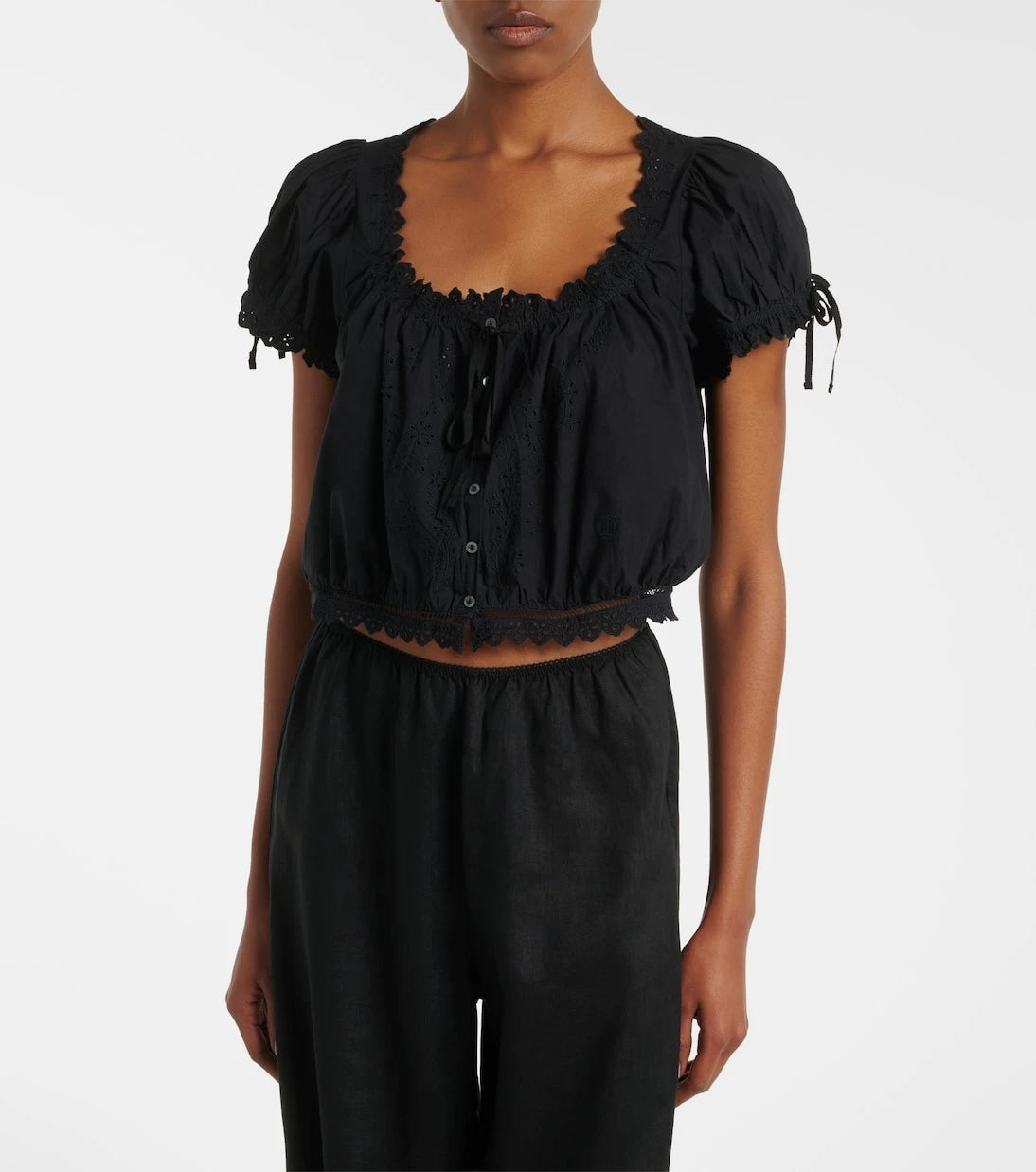 Dôen - Nera embroidered cotton top