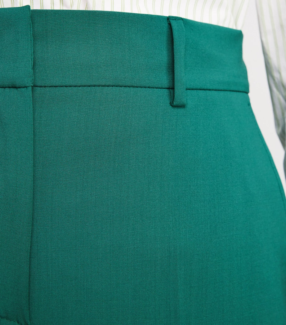 Green Virgin Wool Tailored Trousers