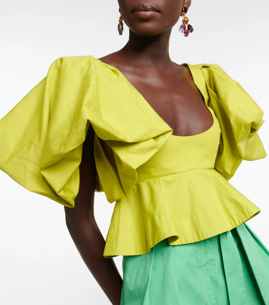 Oscar de la Renta - Peplum cotton crop top
