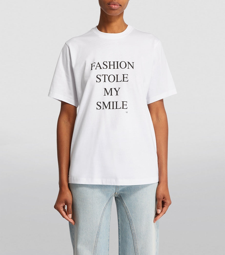 Victoria Beckham White Graphic Slogan T-Shirt