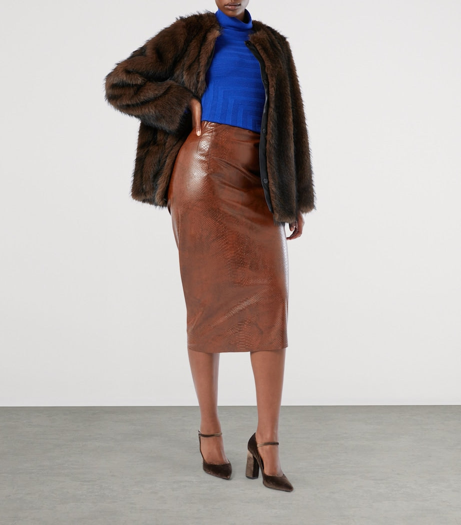 Marina Rinaldi Brown Faux Fur Coat