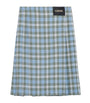 Blue Check Pleated Midi Skirt