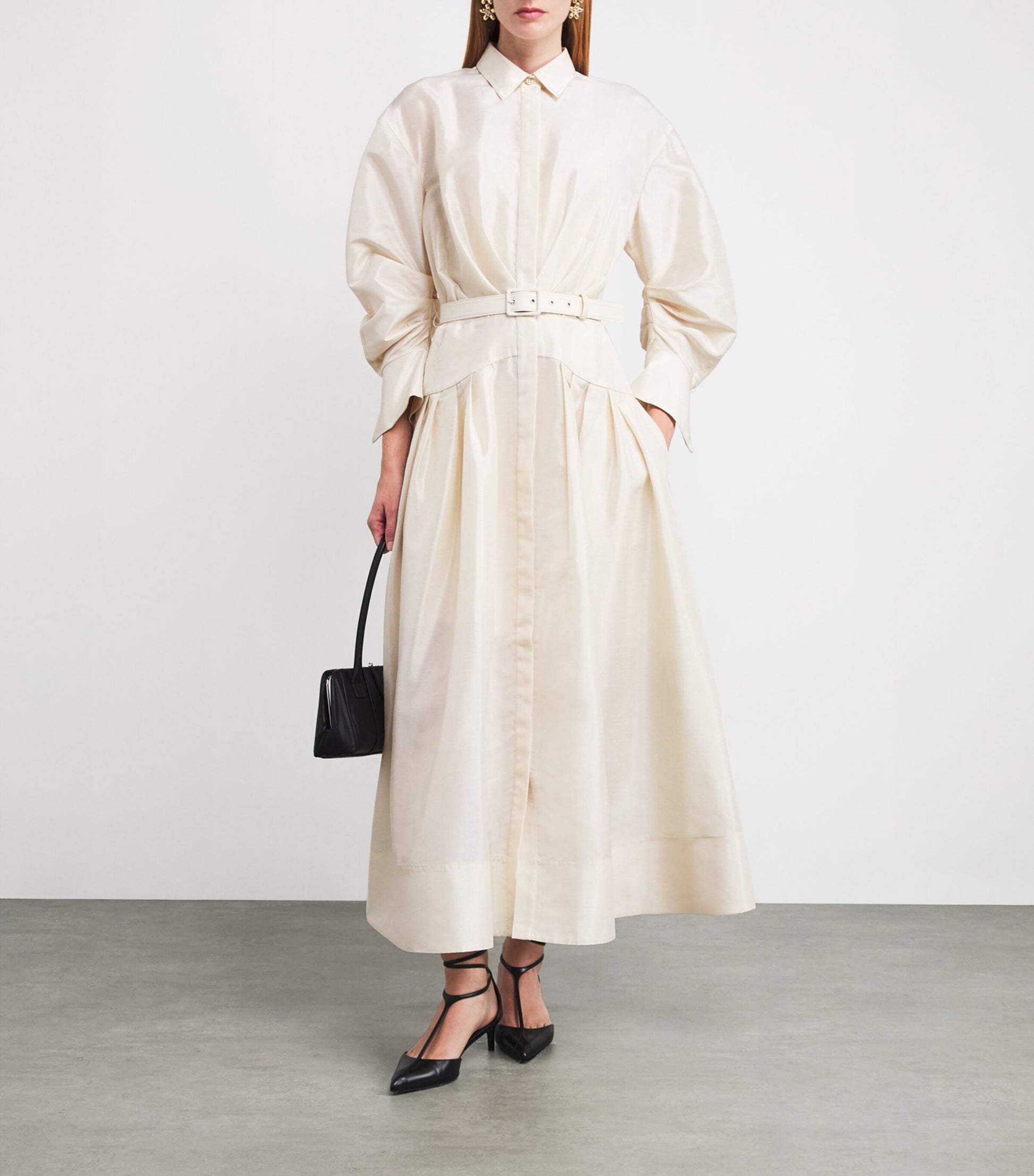 Taffeta Maple Midi Shirt Dress CREAM