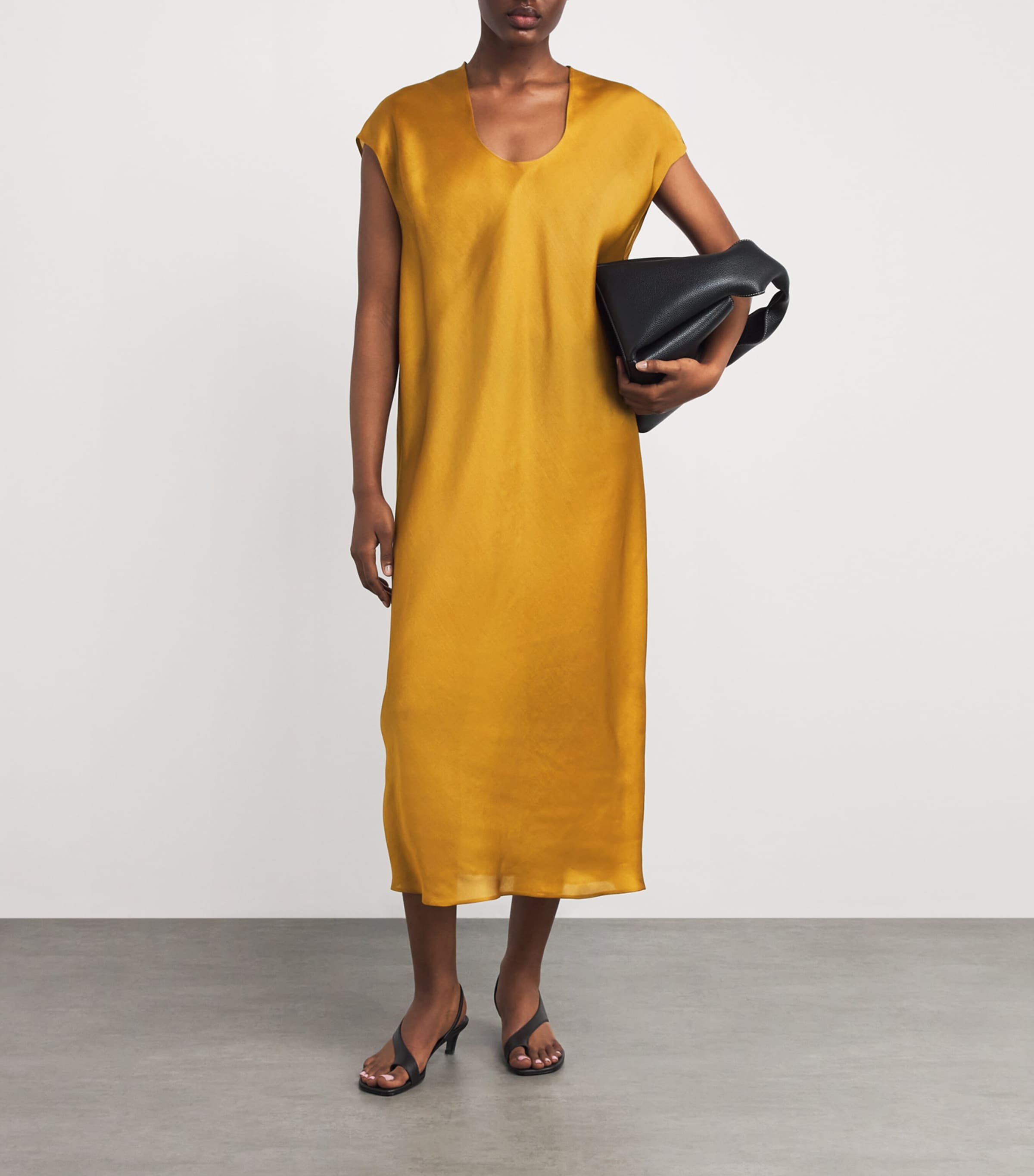 Yellow Silk Darby Midi Dress