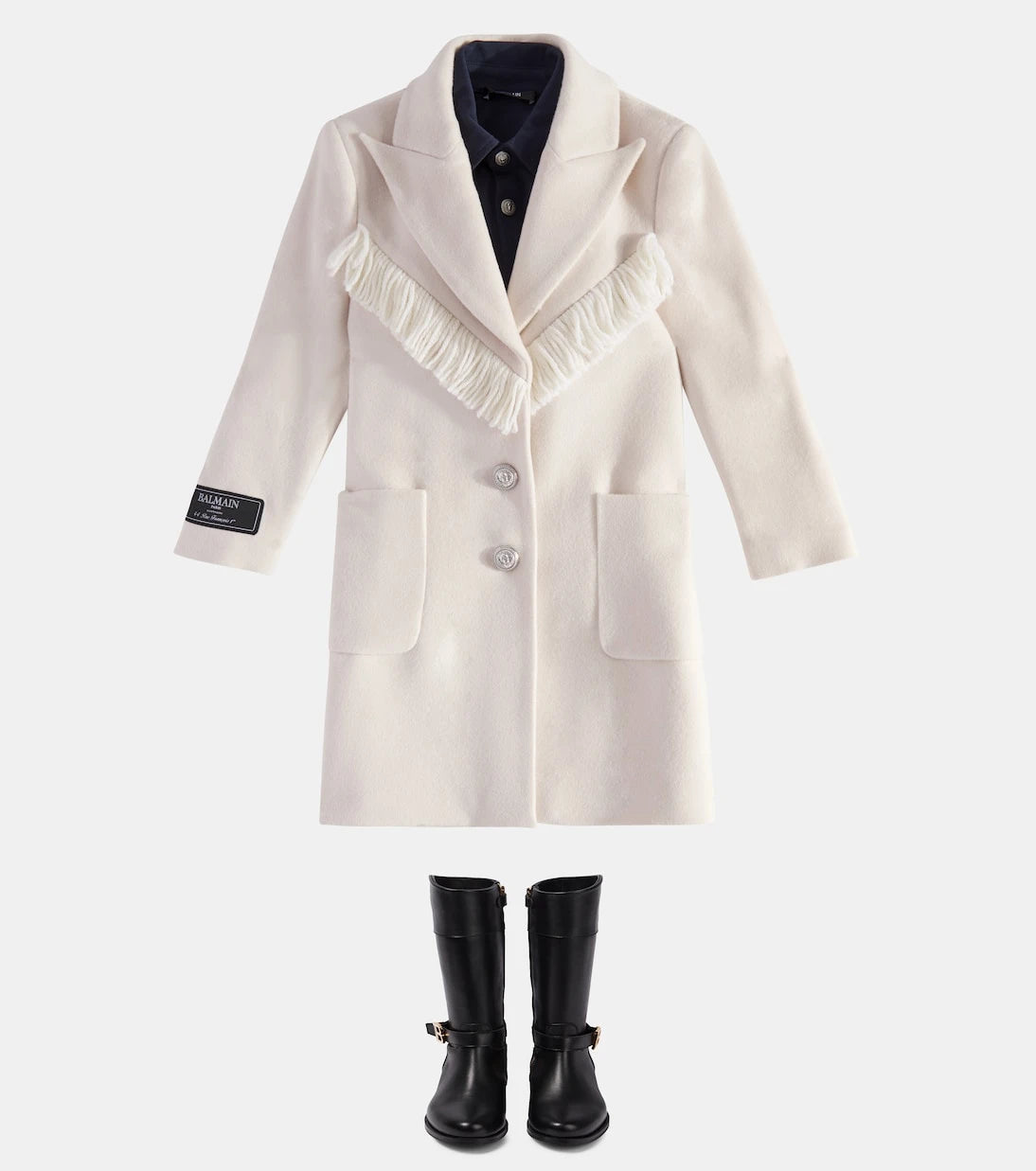 Balmain Kids - معطف صوف وكشمير