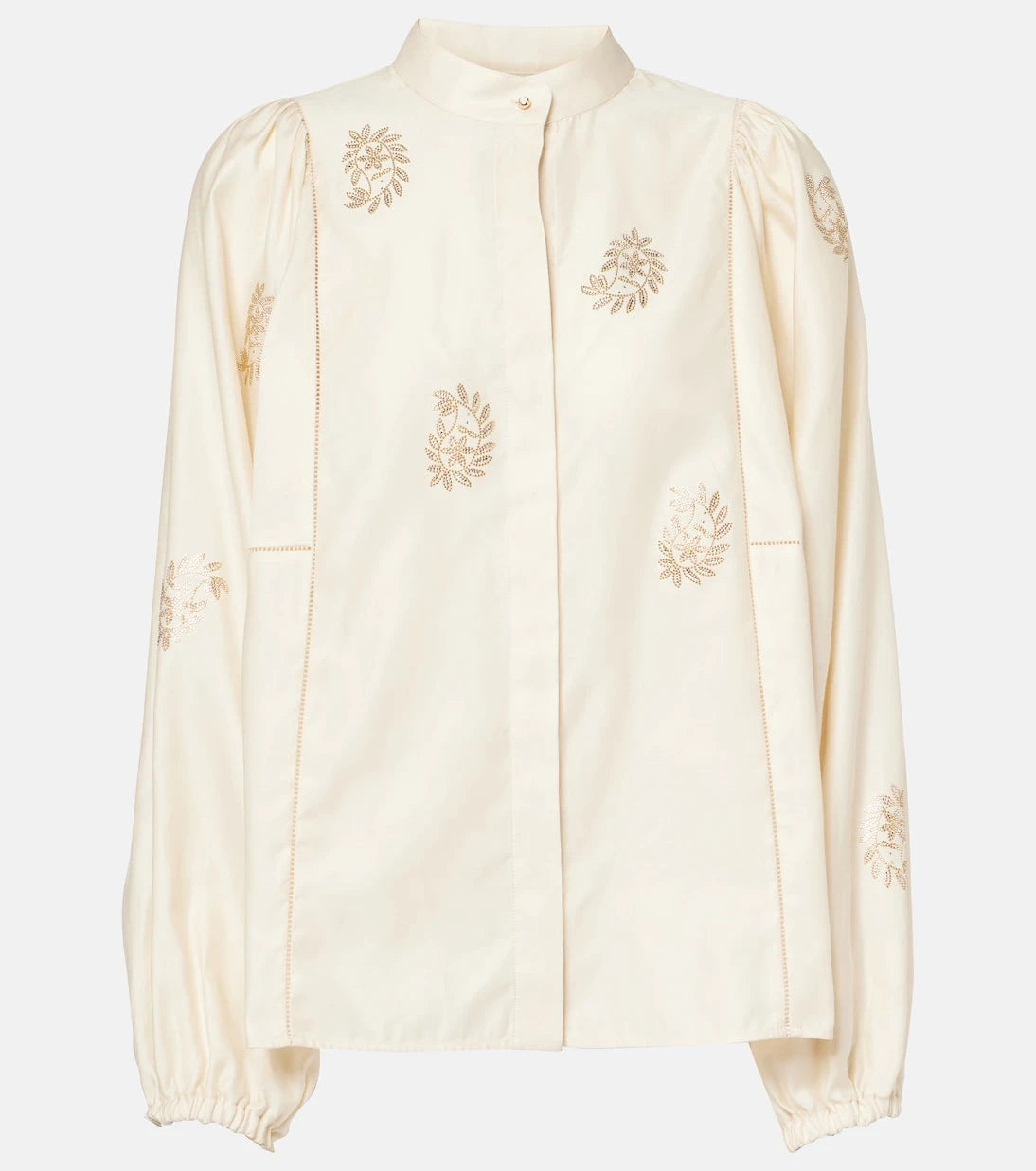 Max Mara - Caladio embellished cotton satin blouse