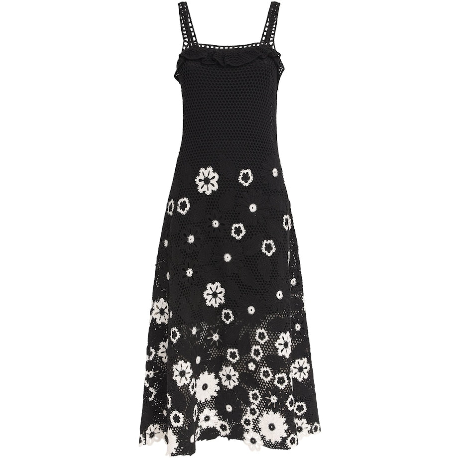 Maje Cotton Crochet Midi Dress
