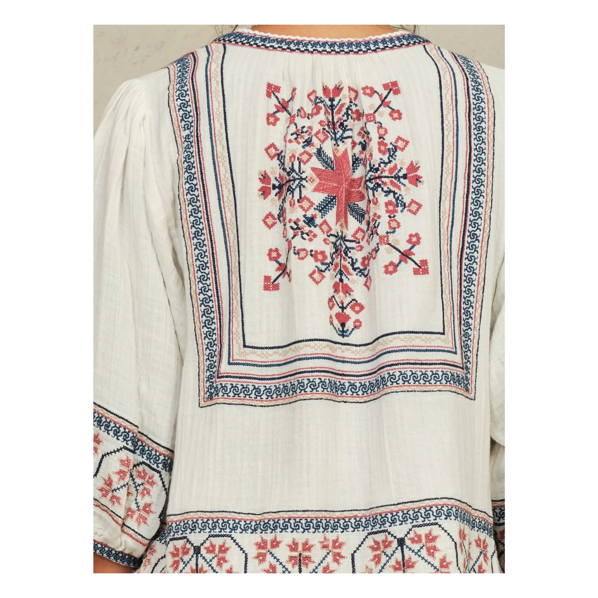 M.A.B.E. - Calista Cotton Embroidered Jacket | Ecru