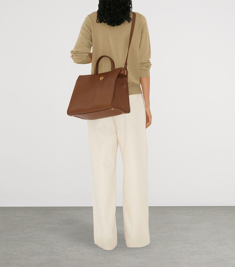 Brown Medium Calfskin Cotswolds Tote Bag