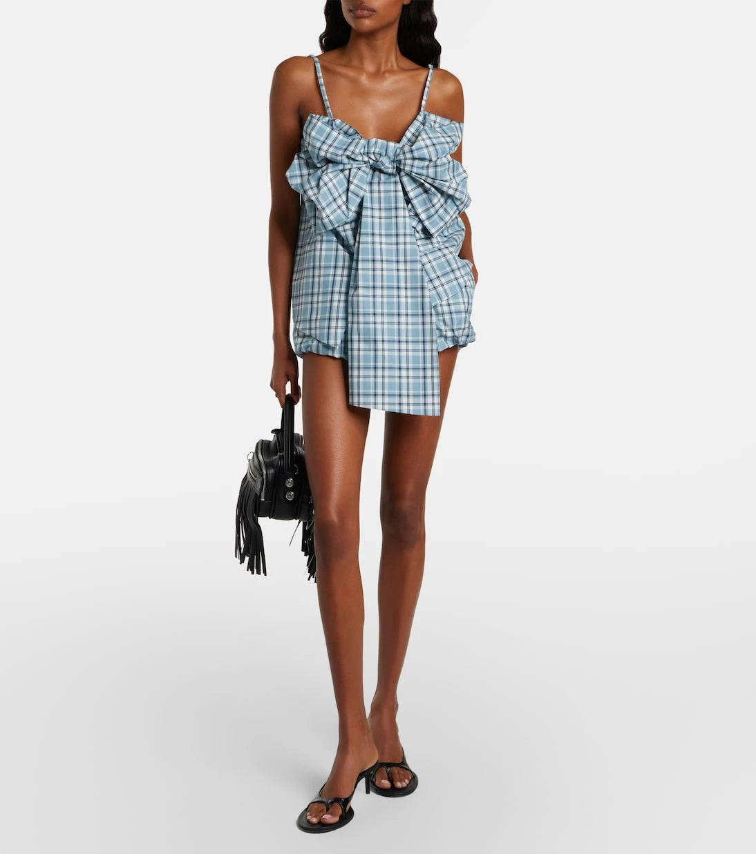Acne Studios - Bow-detail checked cotton top