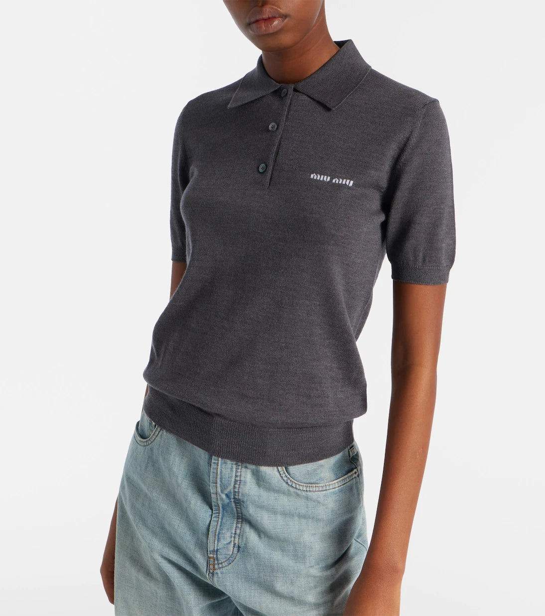 Miu Miu - Logo wool polo sweater
