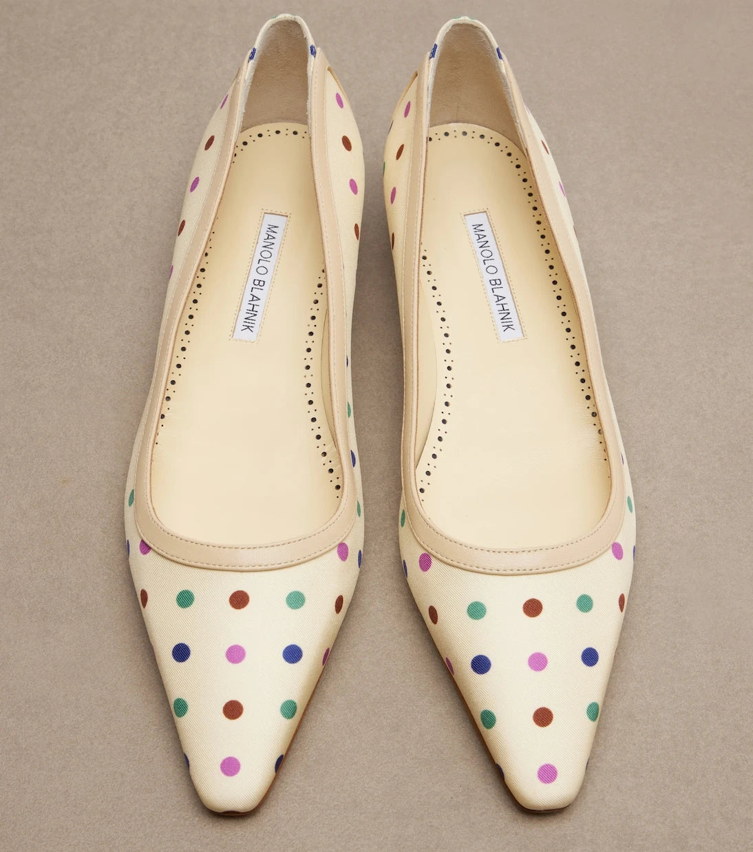 Manolo Blahnik - Filotas leather-trimmed polka-dot ballet flats