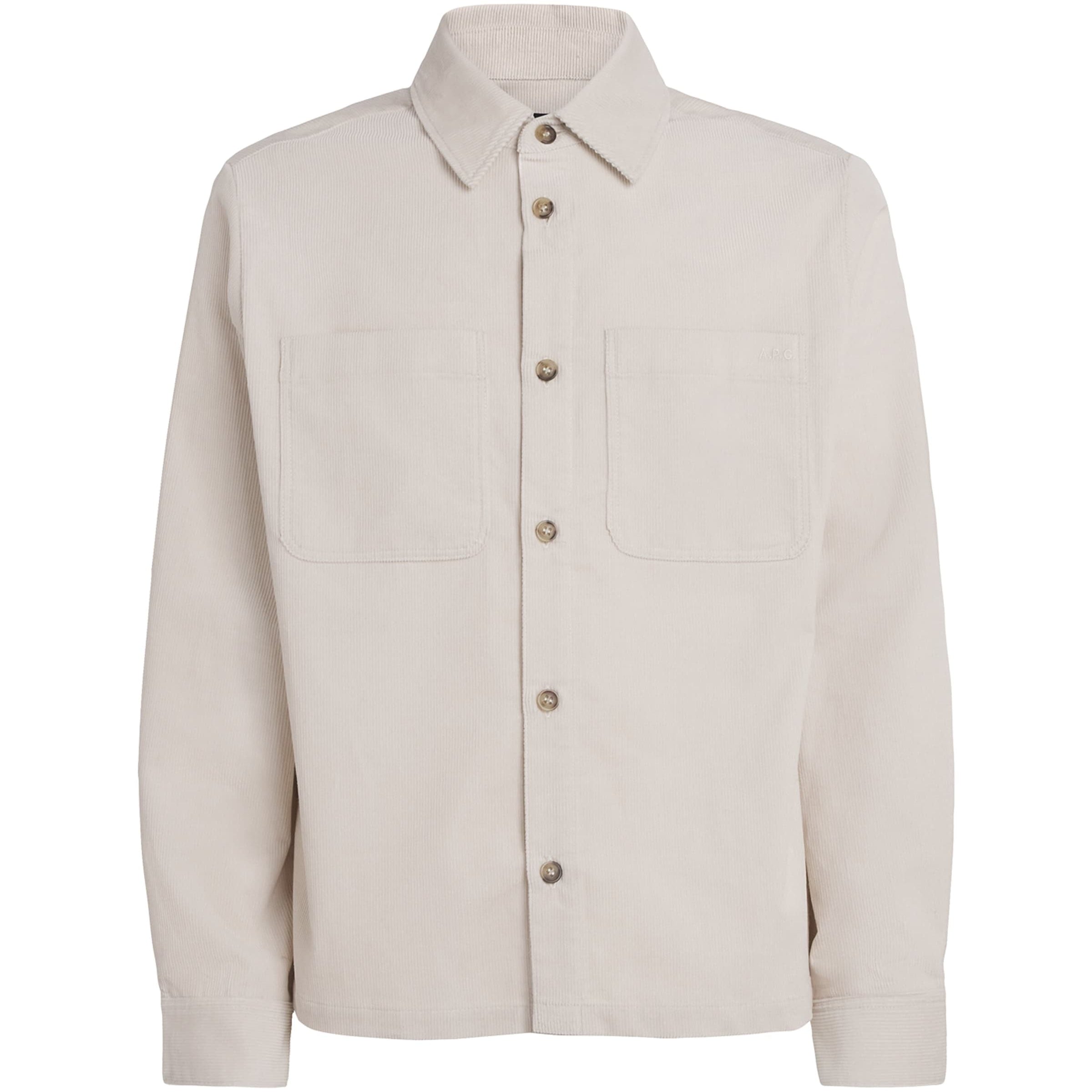 A.P.C. White Cotton Corduroy Leon Overshirt