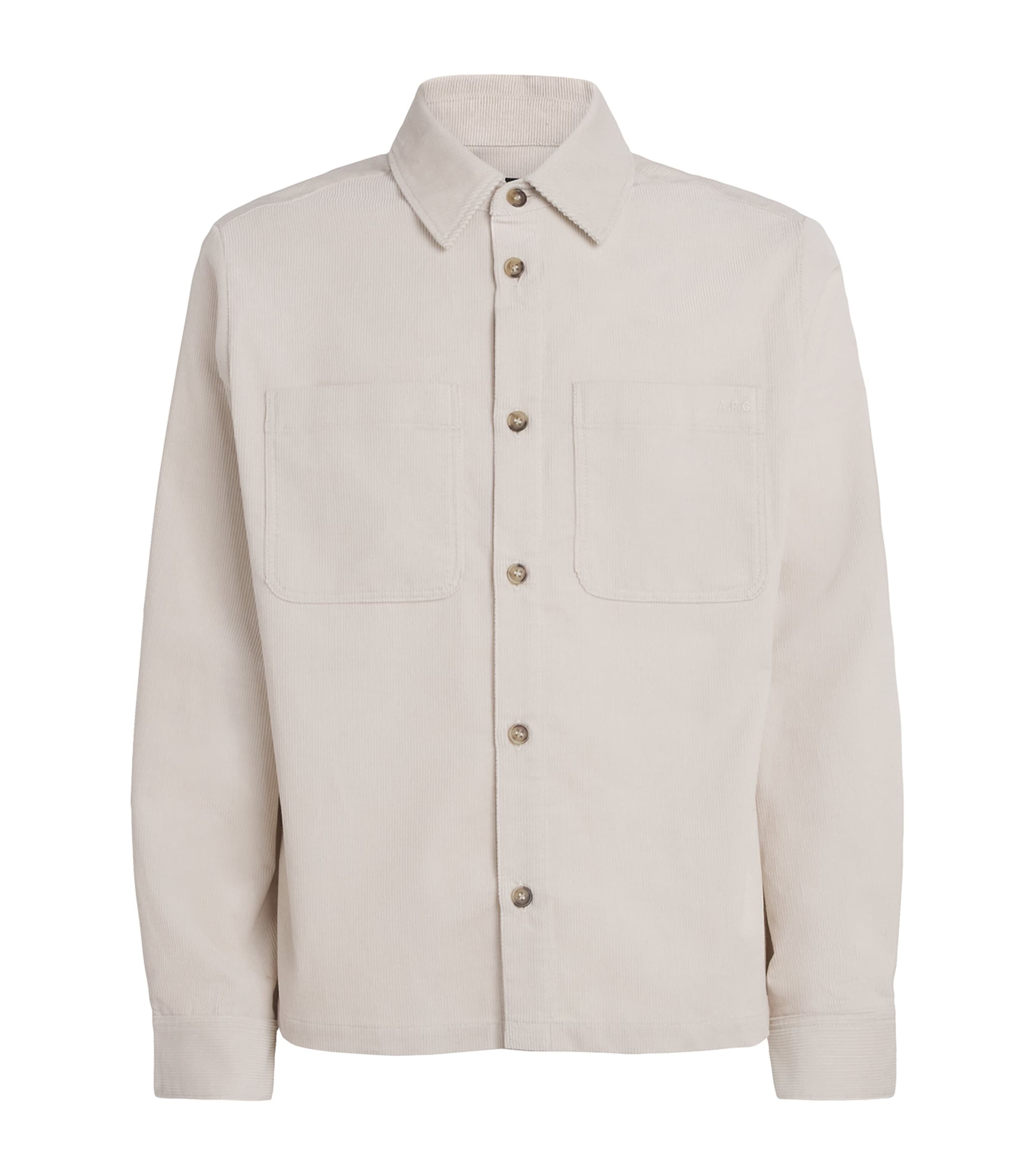 A.P.C. White Cotton Corduroy Leon Overshirt