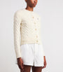 White Wool-Cashmere Cable Knit Cardigan