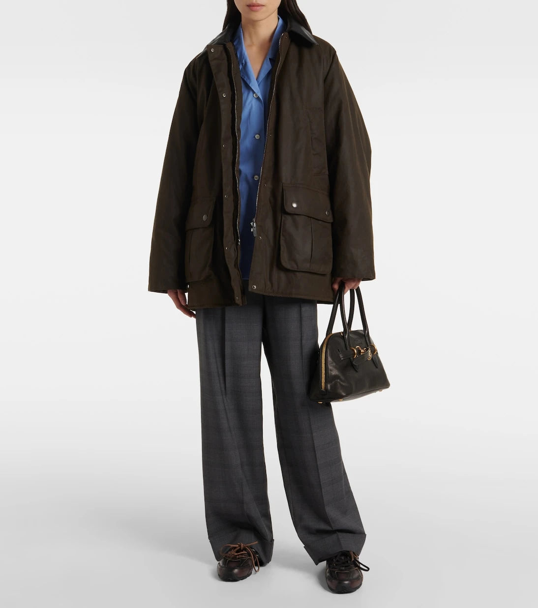 Miu Miu - Waxed oversized canvas cotton jacket