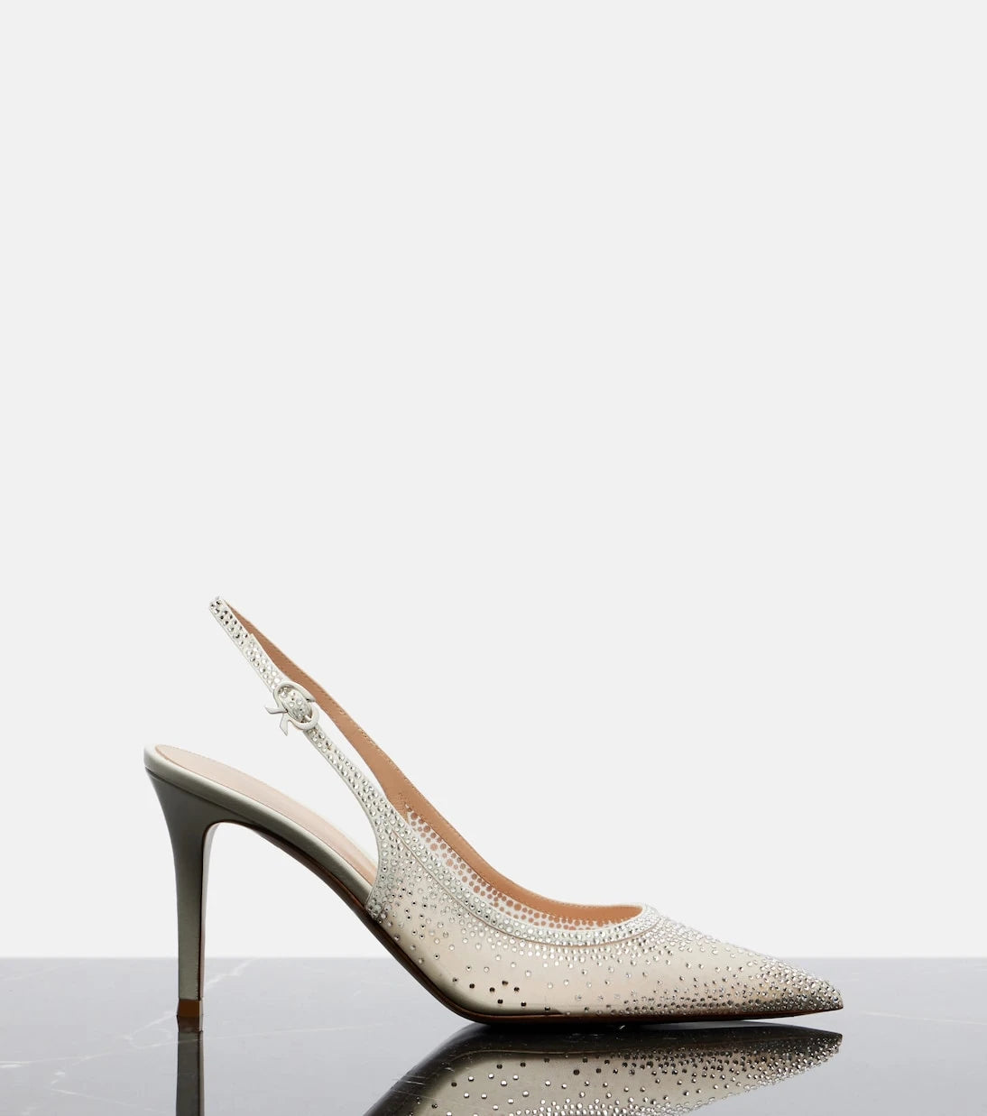 Gianvito Rossi - Regina embellished leather slingback pumps