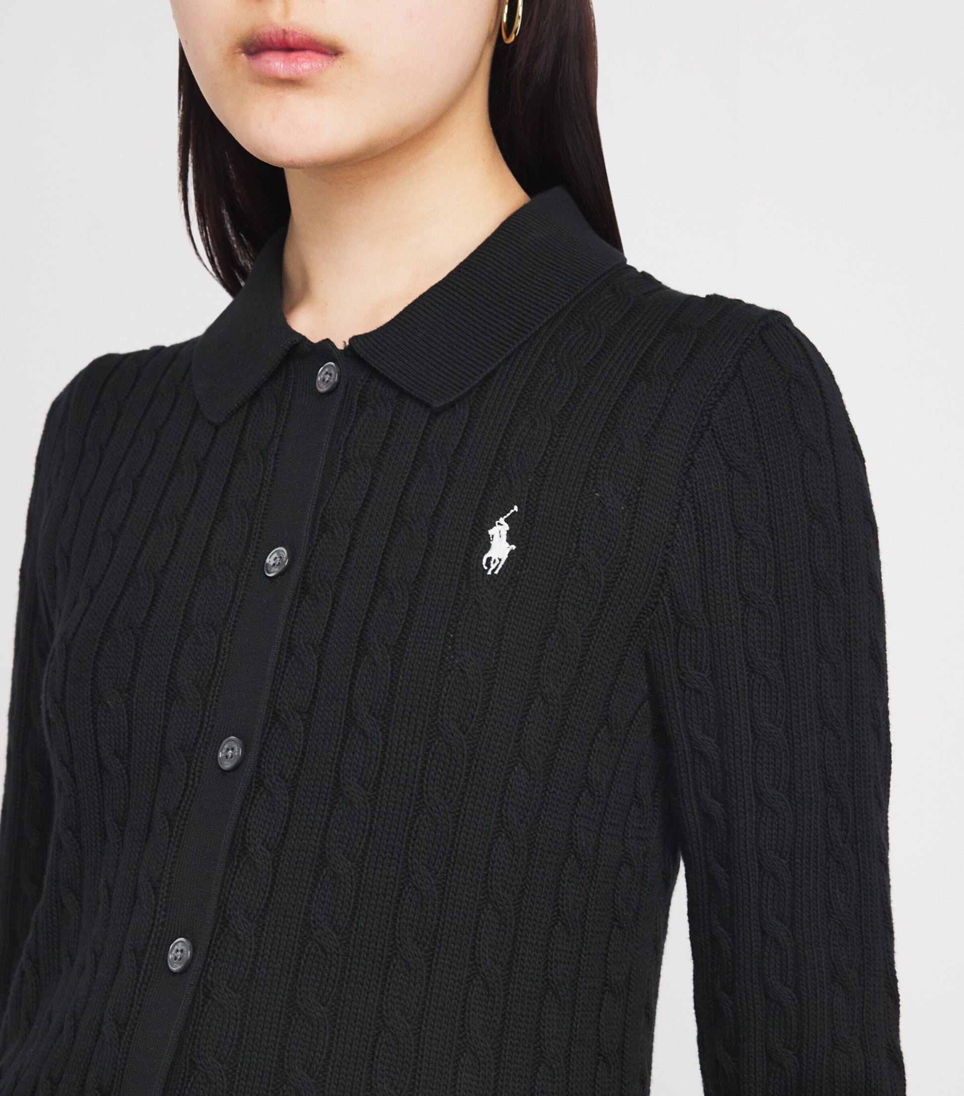 Cotton Polo Pony Cable-Knit Cardigan
