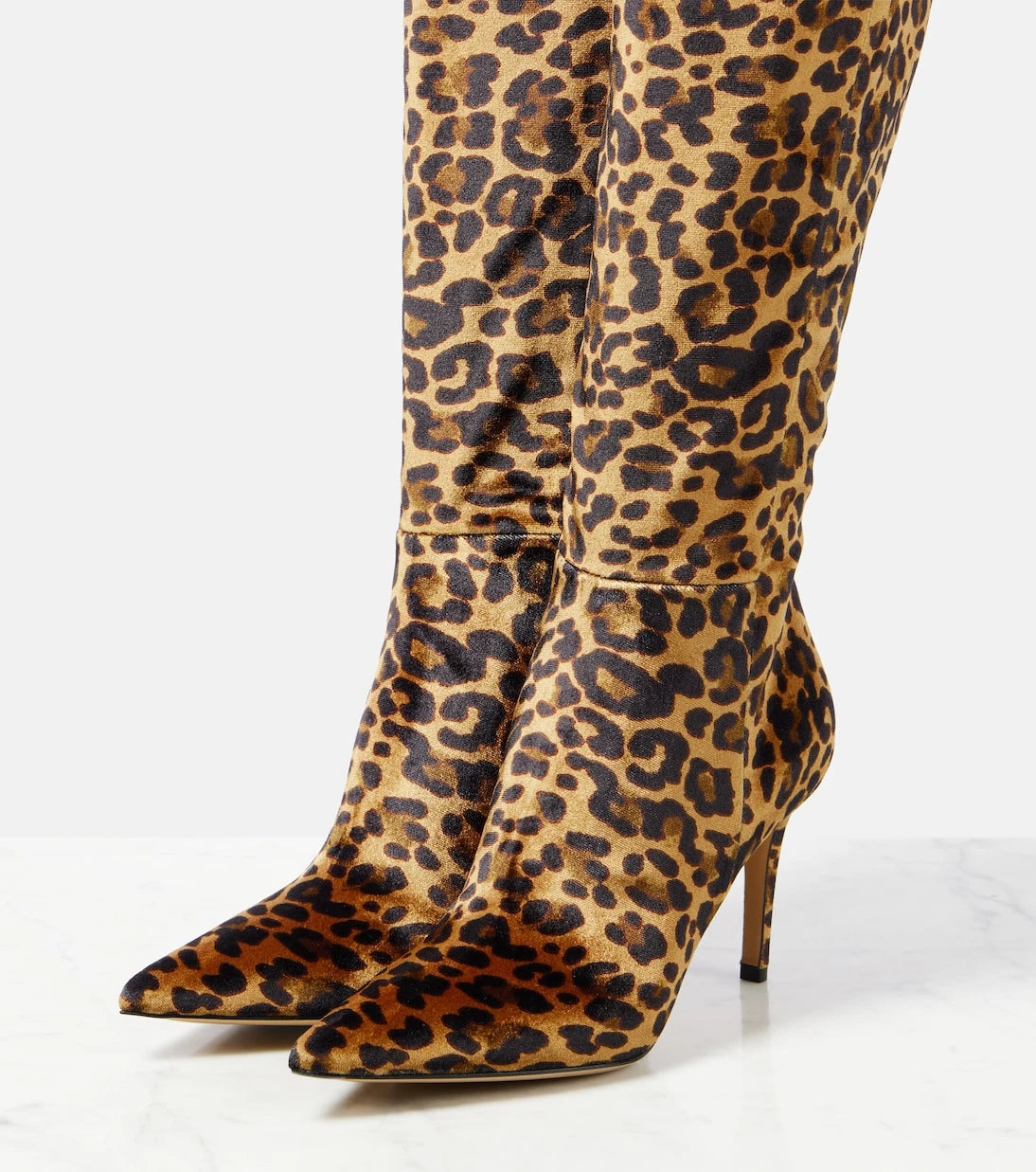 Gianvito Rossi - 85 leopard-print velvet knee-high boots