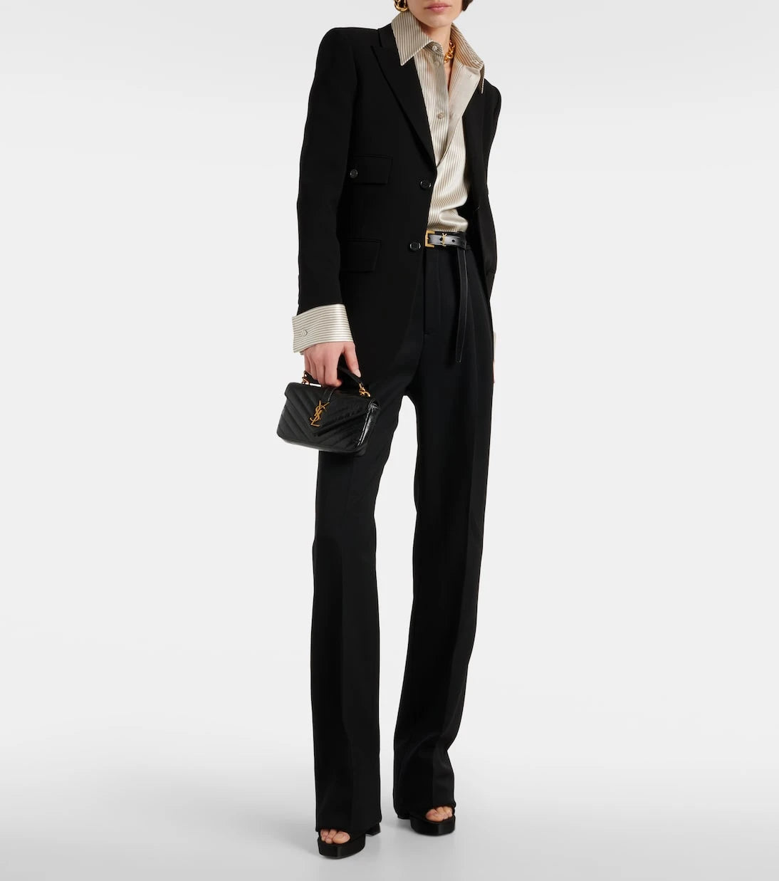 Saint Laurent - حقيبة كتف كوليدج ميني جلد مبطن