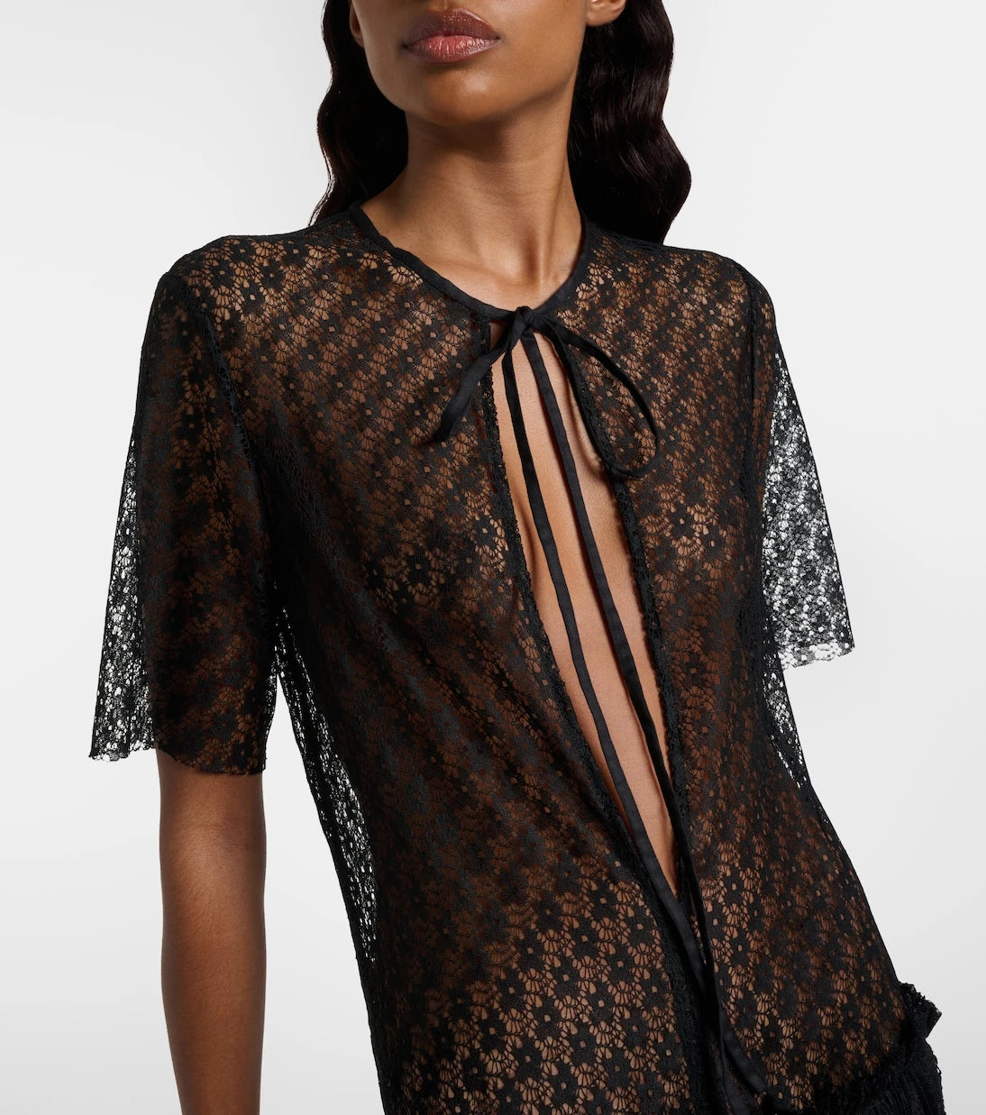 JW Anderson - Sheer pleated lace maxi dress