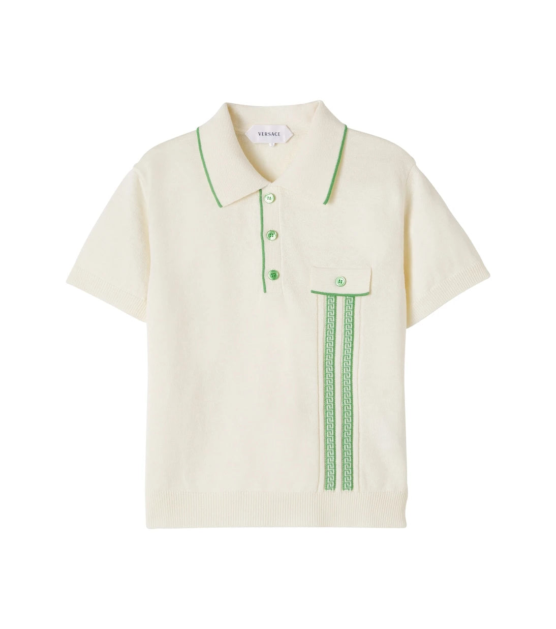 Versace Kids - Greca linen and cotton polo shirt