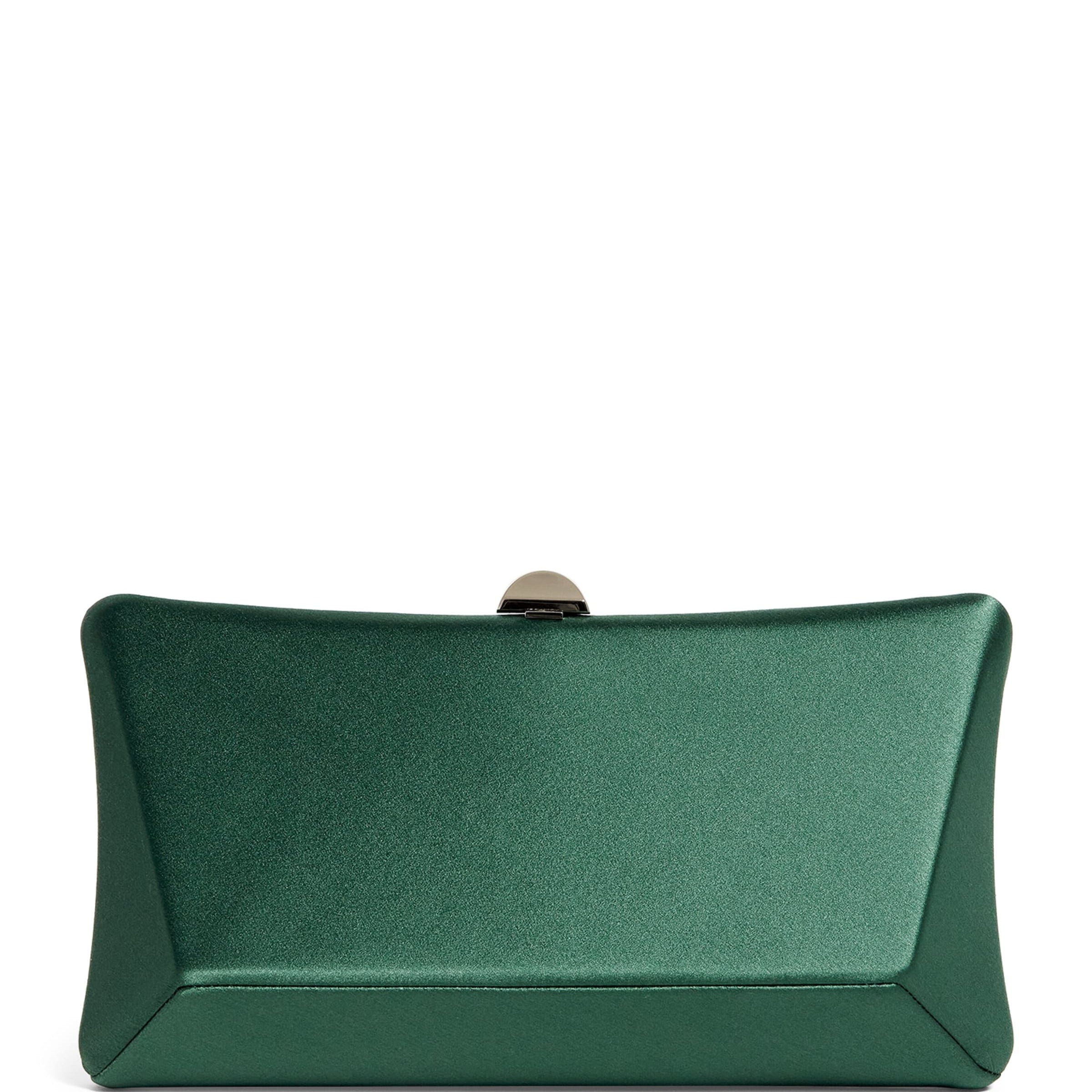 Rodo Green Satin Lally Clutch Bag