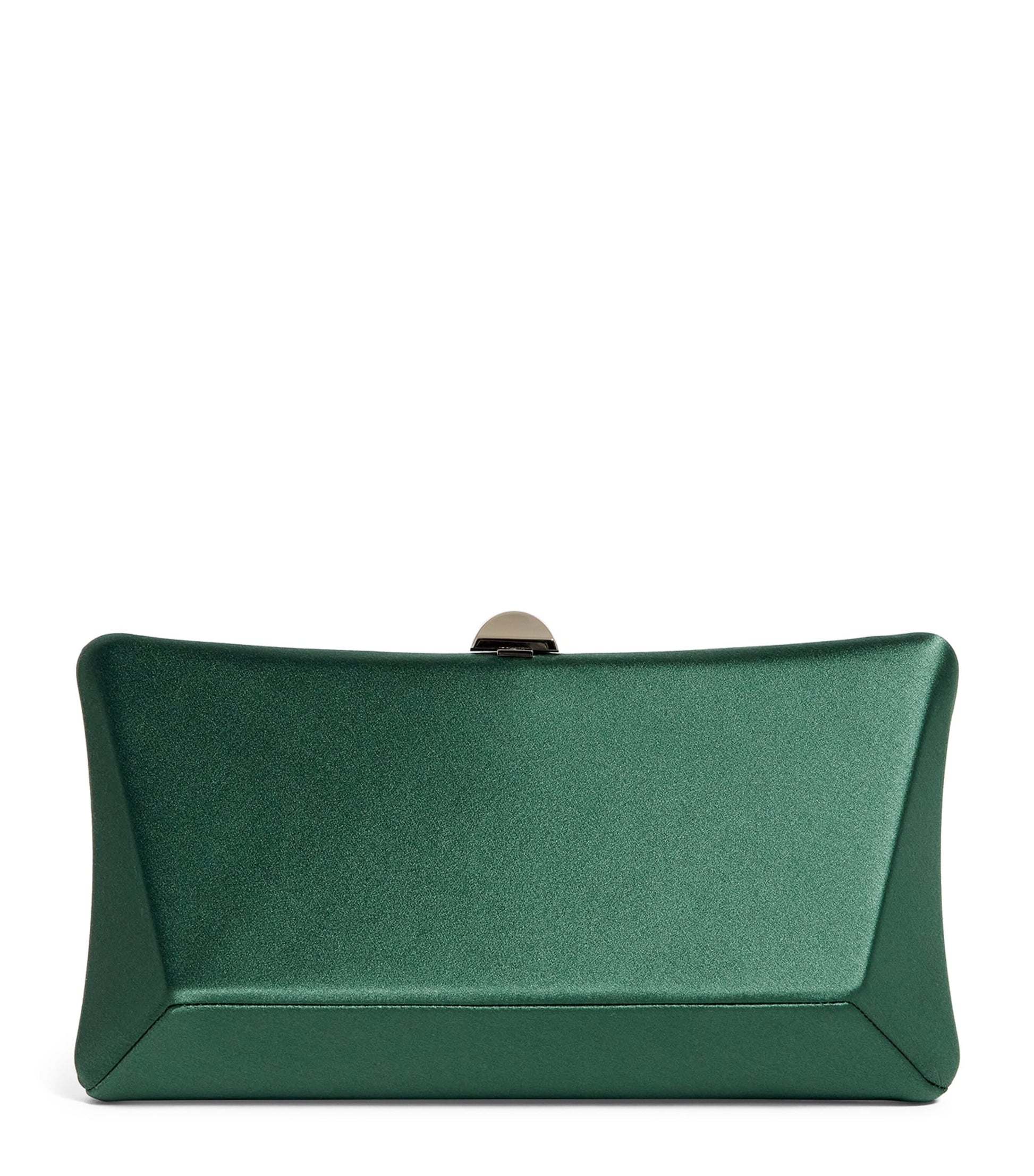 Rodo Green Satin Lally Clutch Bag