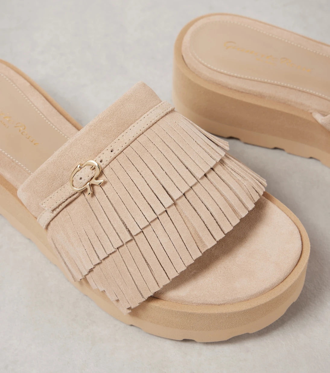 Gianvito Rossi - Fringed suede platform slides